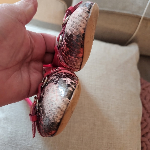 AGL Women's Red Ballet Flats with Snakeskin Toe - Picture 6 of 9